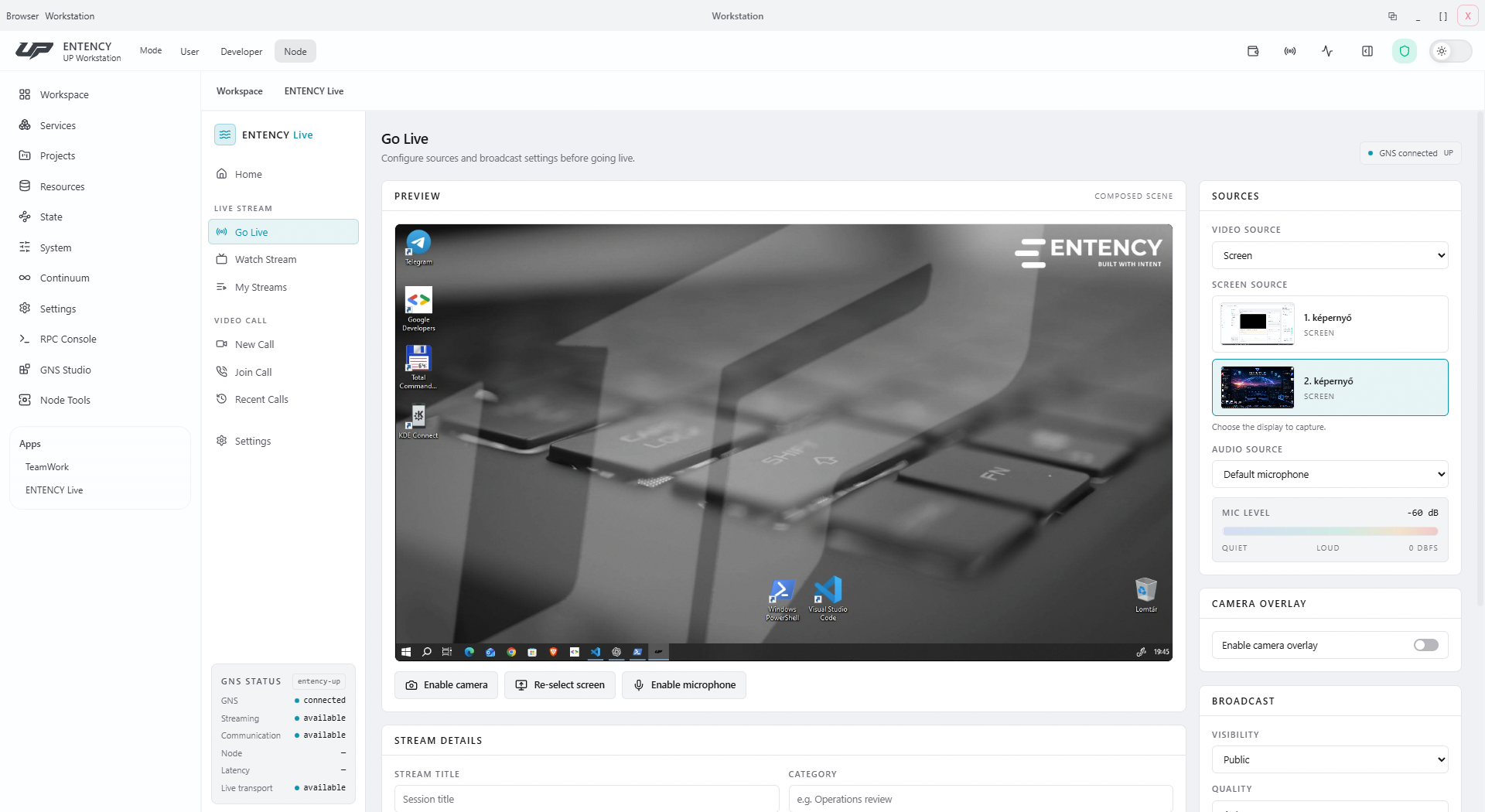 ENTENCY UP Browser with protocol browsing surface